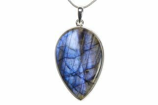 Brilliant Blue Labradorite Pendant (Necklace) - Sterling Silver #382463