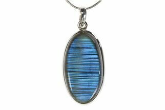 Brilliant Blue Labradorite Pendant (Necklace) - Sterling Silver #382496