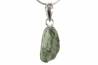 Green Moldavite Tektite Pendant ( g) - Sterling Silver #382610