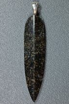 Black Spiderweb Dinosaur Gembone Spear Pendant #22523